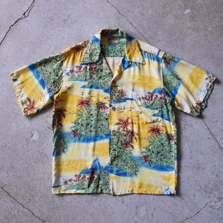 【一般販売開始】50s POLYNESIAN SPORTSWEAR HAWAIIAN SHIRT "RAYON KABE CREPE"