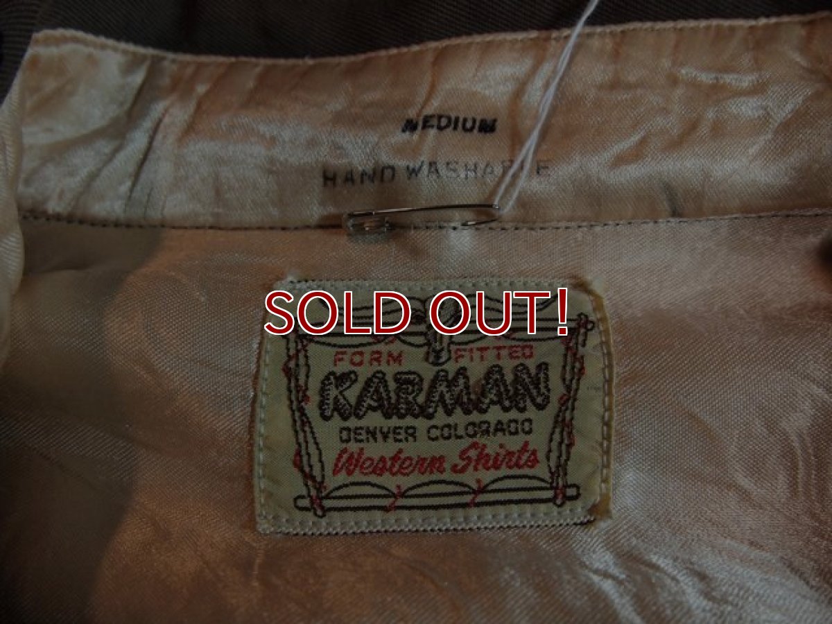 画像3: 1950s【KARMAN】レーヨンギャバツートン刺繍ウエスタンシャツ (3)