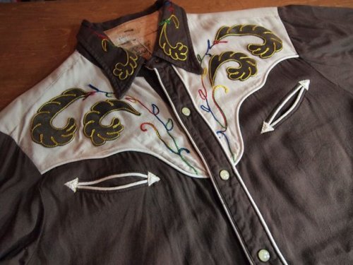 詳細画像2: 1950s【KARMAN】レーヨンギャバツートン刺繍ウエスタンシャツ