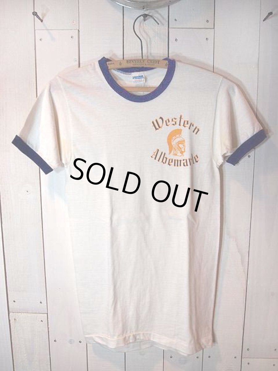画像2: SALE!! 1970s【Champion】?バータグ?染込みプリントリンガーTee (2)