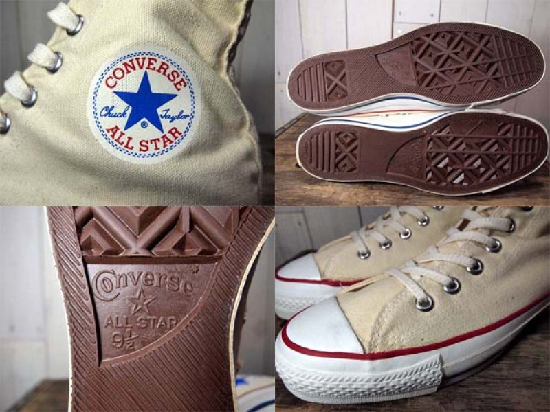 画像1: 銀箱デッドストック!!1980s【CONVERSE ALLSTAR】生成りHi 9 1/2