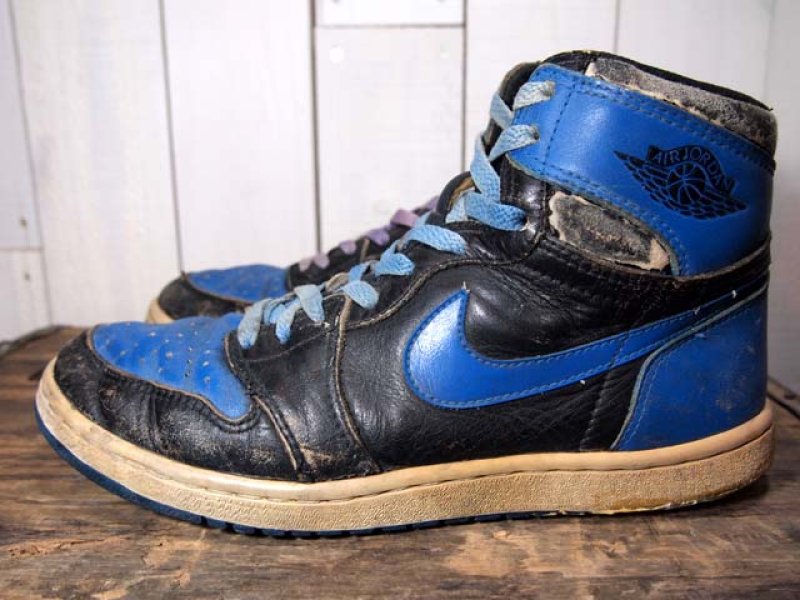 85年製【NIKE】AIR JORDAN 1(エアジョーダン1)黒青 - 古着屋HamburgCafe