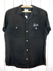 画像1: 1960s【HILTON】レーヨンボーリングシャツ?黒? (1)