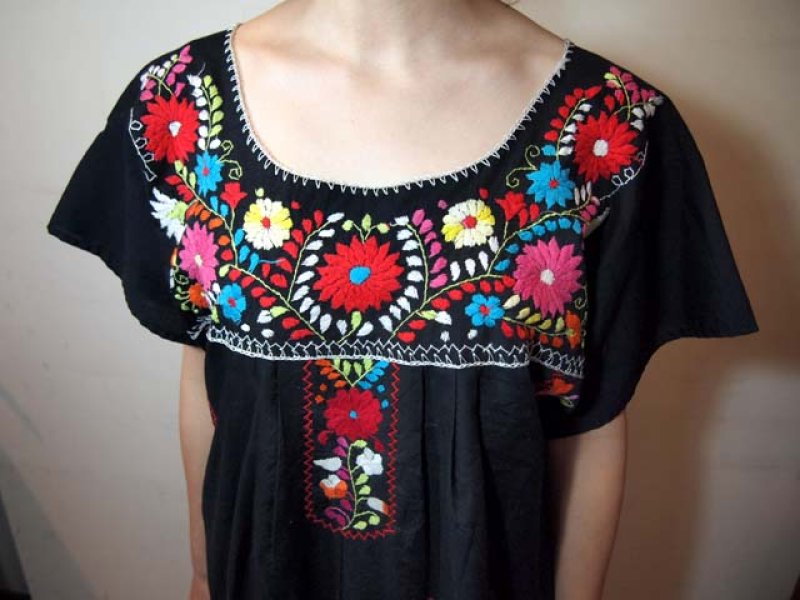 画像1: メキシカン刺繍ワンピース