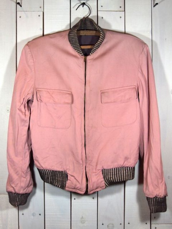 さ*ち様 【破格】50s ピンク レーヨン ギャバ ジャケット pink vin 1950sカスリ×ピンクリバーシブルギャバジャン - 古着屋HamburgCafe