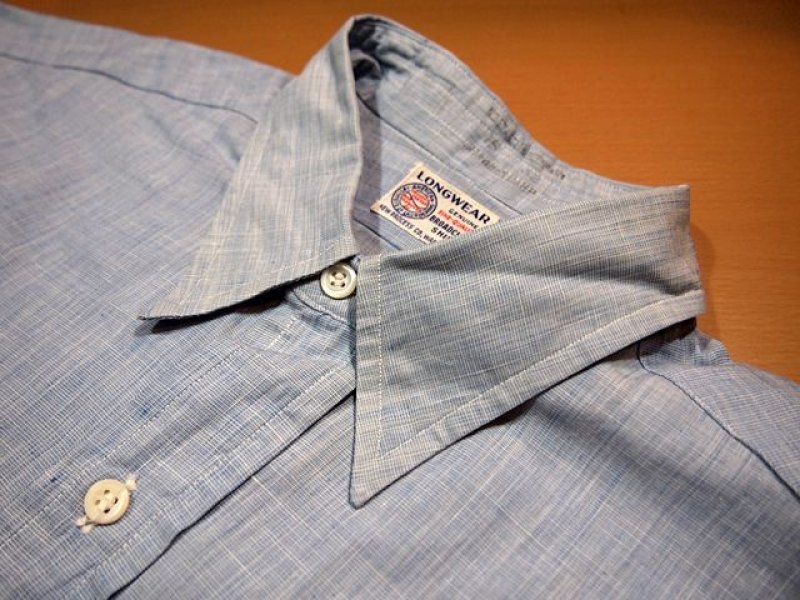 1940s【LONGWEAR】マチ付きシャツ - 古着屋HamburgCafe