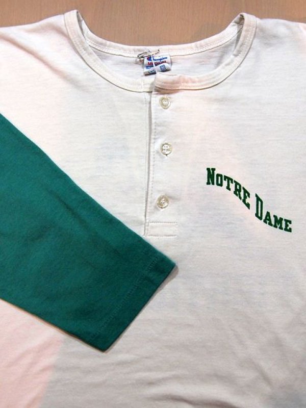 1980s【Champion】?トリコタグ?染込みプリントベースボールTシャツ