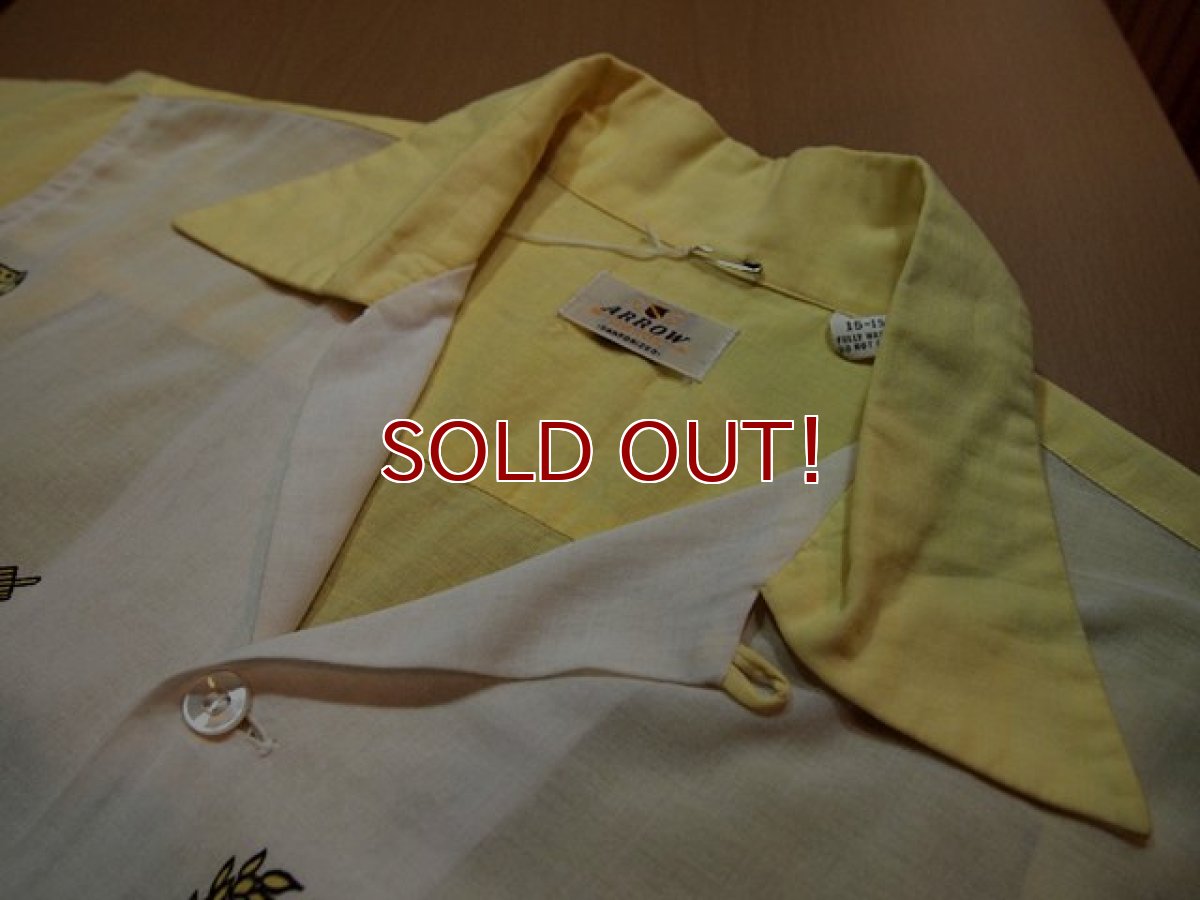 画像4: SALE!! 1960s【ARROW】総柄切替コットンシャツ (4)