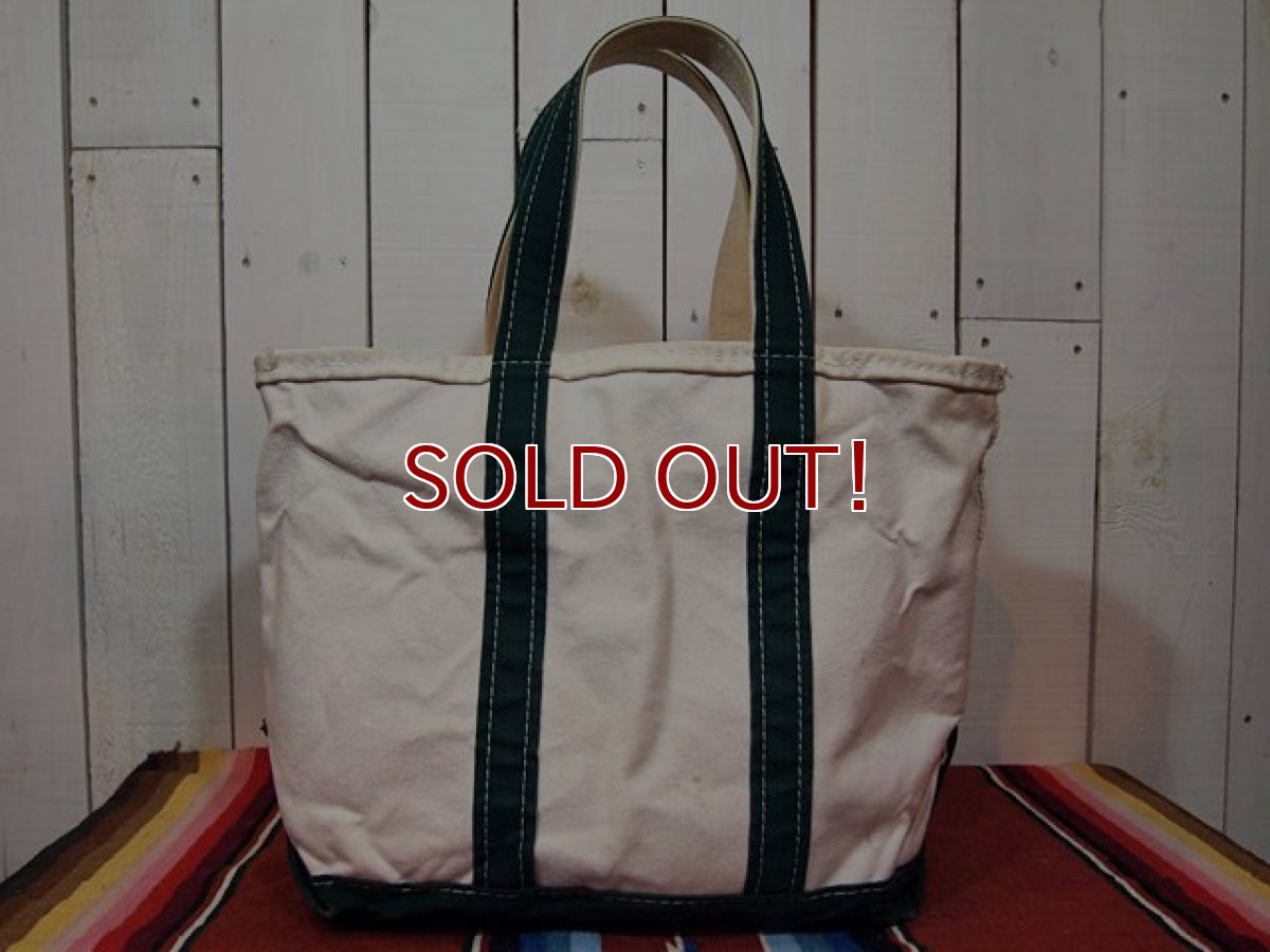 画像2: 1990s【L.L.Bean】BOAT AND TOTE BAG〝ZIP TOP〟オフホワイト×グリーン (2)