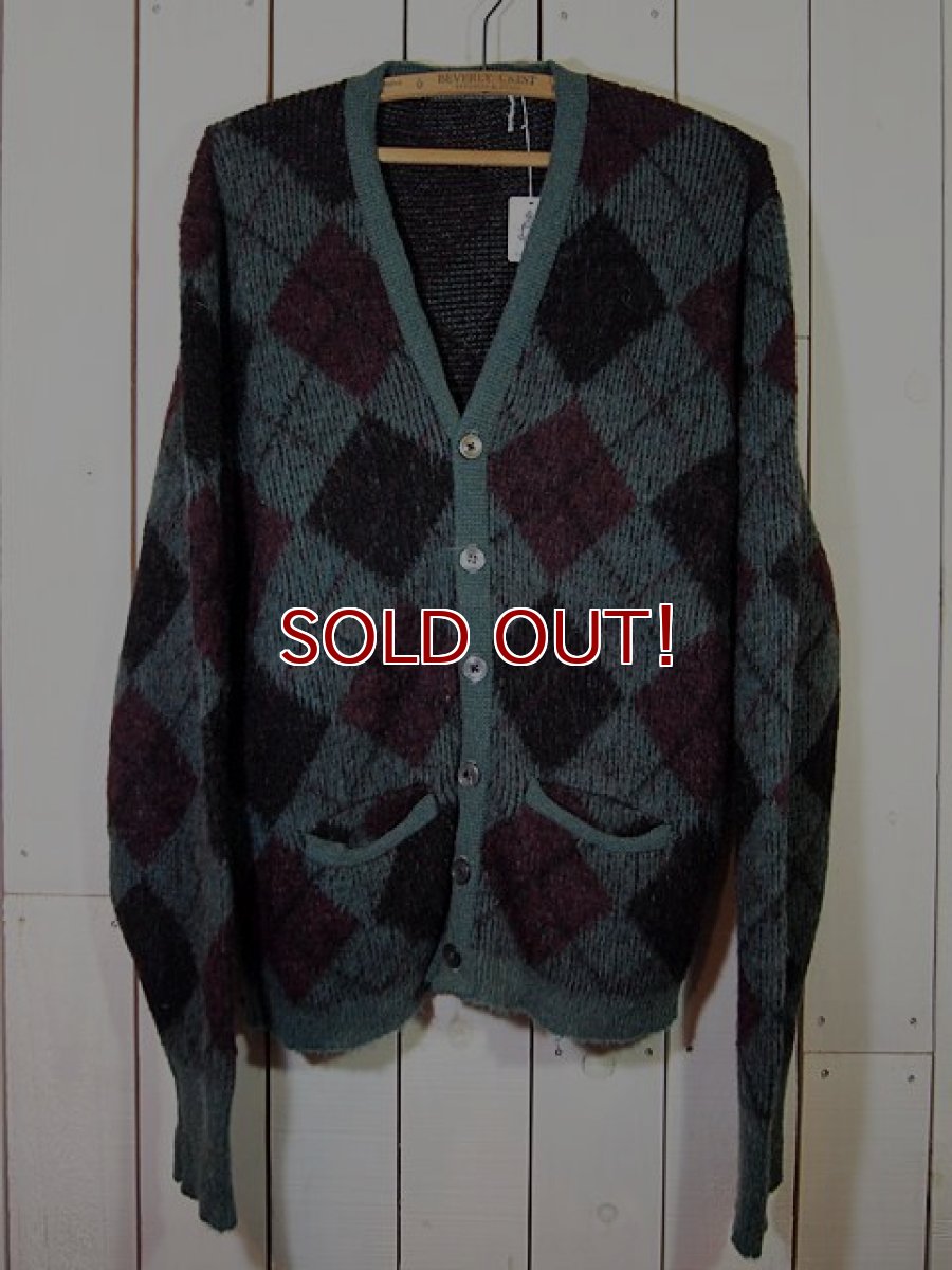 画像1: 1960sアーガイルモヘアカーディガン (1)