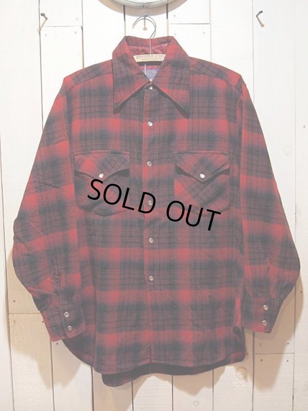 画像1: 1970s【PENDLETON】オンブレーチェックウールウエスタンシャツ