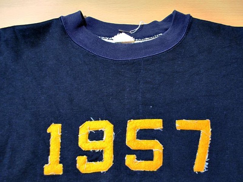 50s Champion ランタグ ツートーン 2tone ビンテージスウェット 1950s【Champion】ランタグ黒×紺ツートンスウェット - 古着屋HamburgCafe