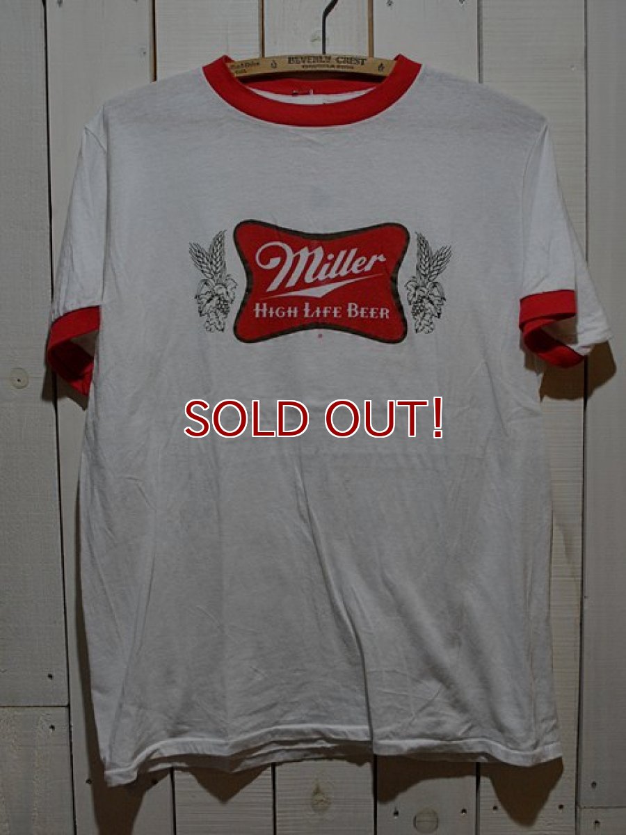 画像1: 1980s MillerBeerリンガーTシャツ (1)
