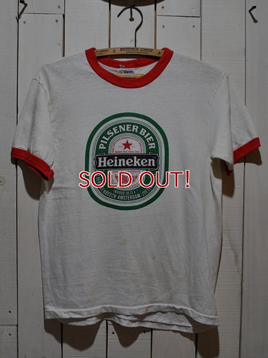 画像1: 1980s【Heineken】BeerメーカーリンガーTシャツ (1)