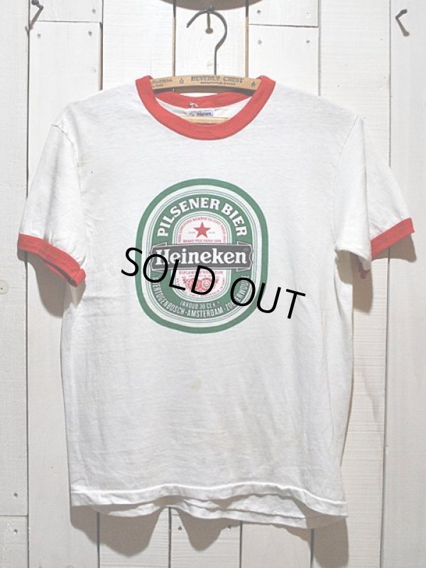 画像1: 1980s【Heineken】BeerメーカーリンガーTシャツ