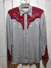画像1: 〜1960s【HbarC】ツートン刺繍レーヨンウエスタンシャツ (1)