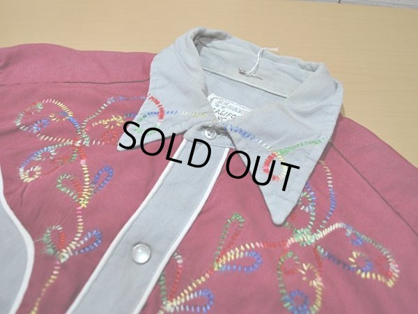 画像4: 〜1960s【HbarC】ツートン刺繍レーヨンウエスタンシャツ