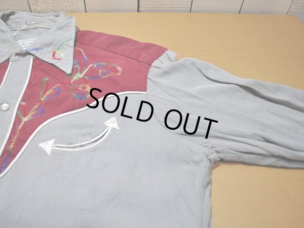 画像5: 〜1960s【HbarC】ツートン刺繍レーヨンウエスタンシャツ