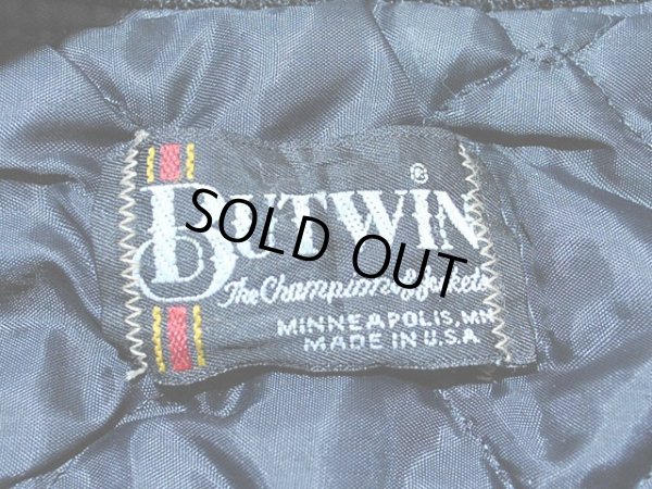 画像3: 1980s【BUTWIN】チェーンステッチ刺繍袖レザースタジャン　Black