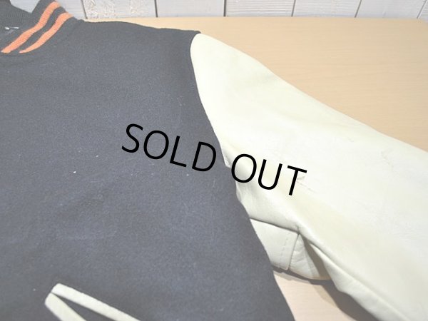 画像5: 1980s【BUTWIN】チェーンステッチ刺繍袖レザースタジャン　Black