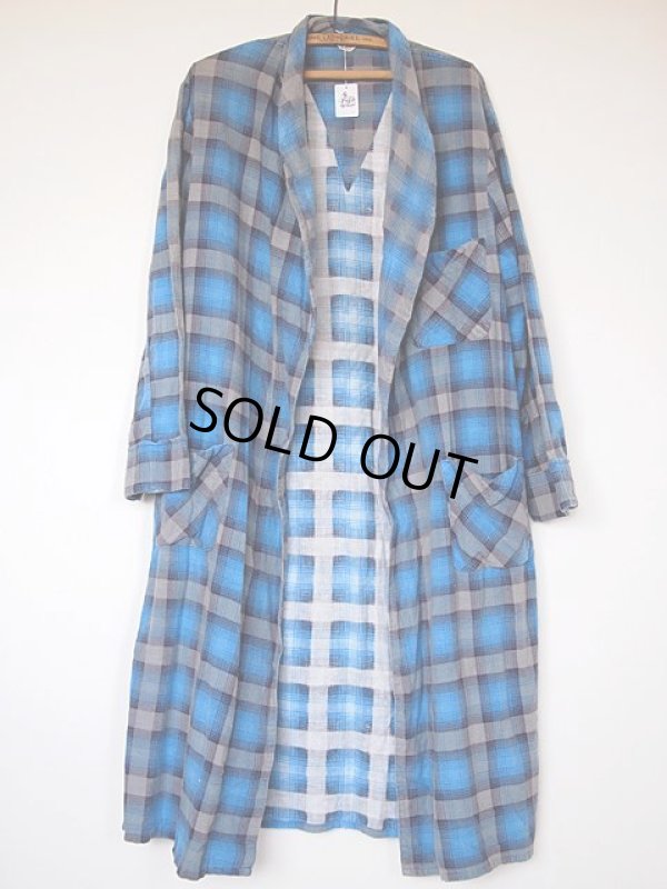 画像5: 1960s【McKenzie】プリントネルガウン　オンブレーチェック