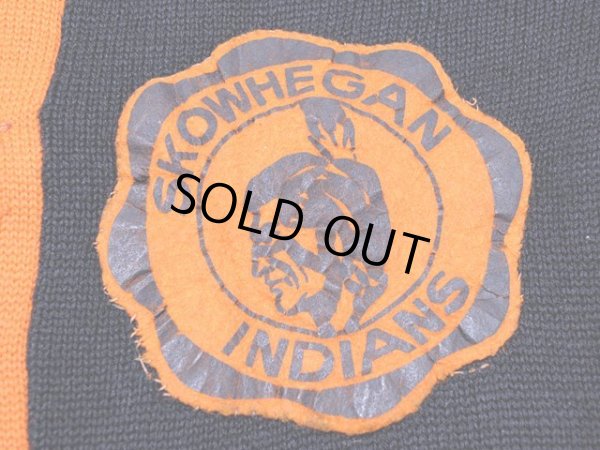 画像9: 1940s〜【INDIAN BRAND SPORTSWEAR】ツートンレタードカーディガン　黒オレンジ