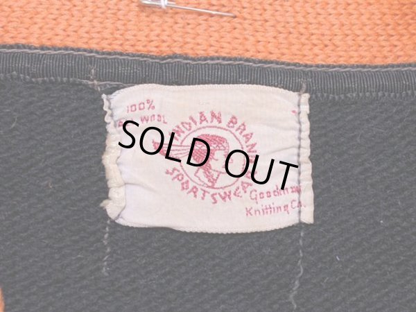 画像3: 1940s〜【INDIAN BRAND SPORTSWEAR】ツートンレタードカーディガン　黒オレンジ