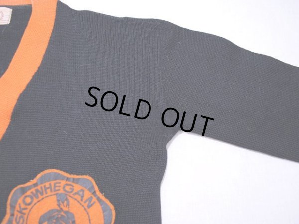 画像5: 1940s〜【INDIAN BRAND SPORTSWEAR】ツートンレタードカーディガン　黒オレンジ