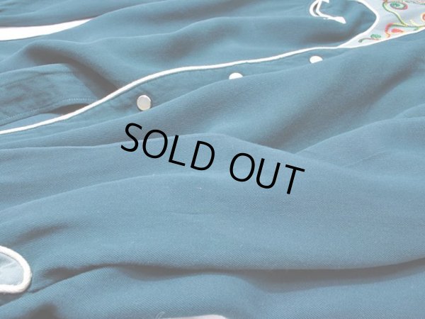 画像11: 1950s【HbarC】ツートン刺繍レーヨンギャバウエスタンシャツ