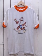 画像1: 1980s EssoTiger染込みリンガーTシャツ　実寸L (1)