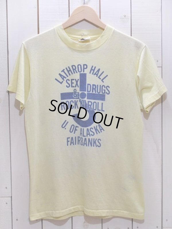 画像1: 1970s-80s SEX DRUGS＆ROCK'N ROLL染み込みプリントTシャツ　表記M