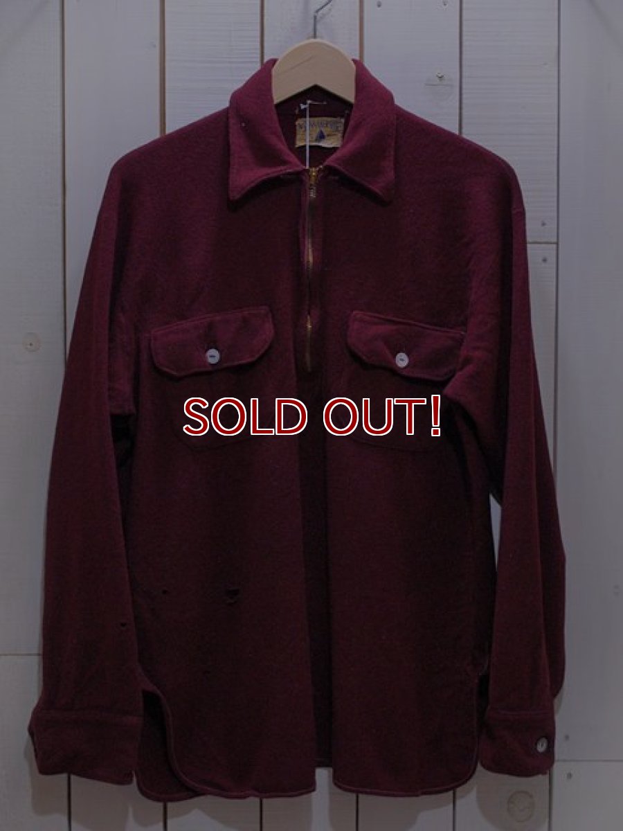 画像1: 1940s〜【THE SPINNAKER SHIRT】ハーフジップウールシャツ　実寸ML (1)