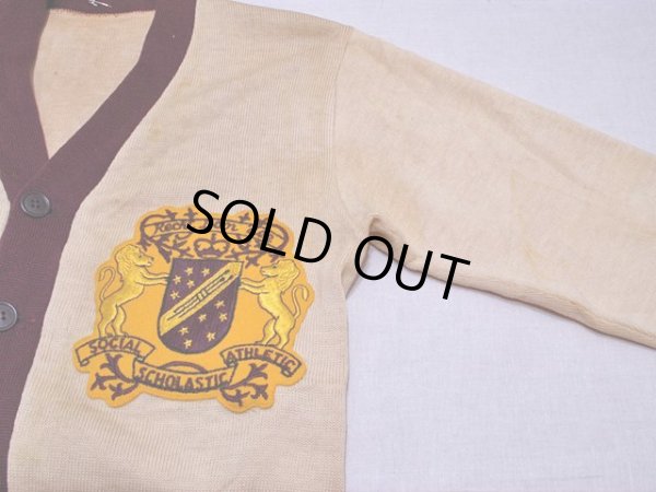 画像4: 1950sハイゲージツートンレタードカーディガン　実寸M