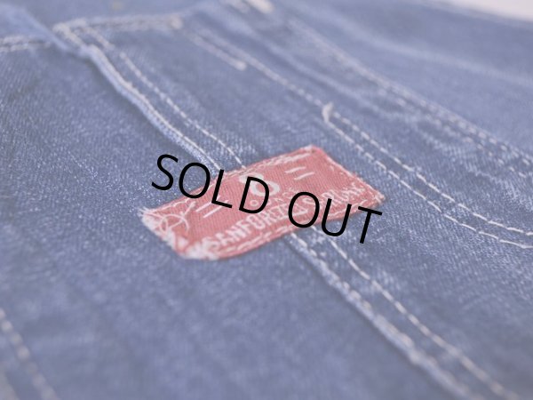 画像4: 1940s機関車ボタンデニムオーバーオール　 実寸w45 