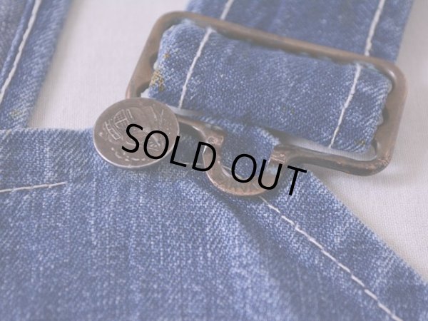 画像5: 1940s機関車ボタンデニムオーバーオール　 実寸w45 