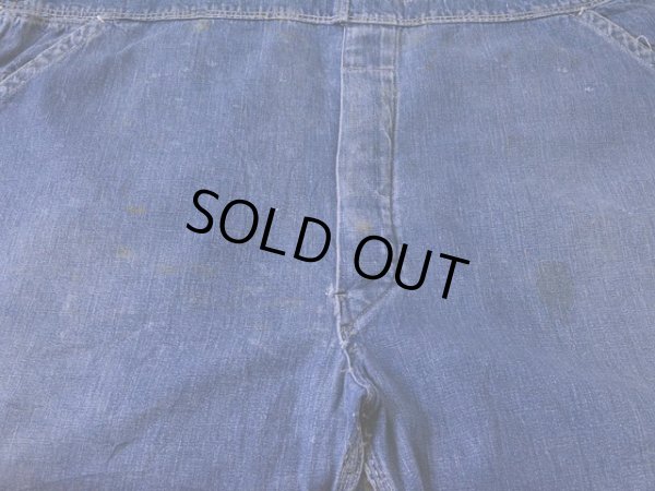 画像10: 1940s機関車ボタンデニムオーバーオール　 実寸w45 