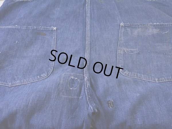 画像16: 1940s機関車ボタンデニムオーバーオール　 実寸w45 