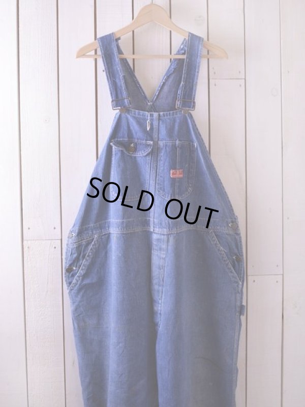 画像3: 1940s機関車ボタンデニムオーバーオール　 実寸w45 