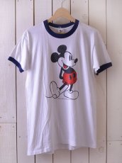 画像1: 1970s ミッキーリンガーTシャツ 染み込みプリント　 表記M  (1)