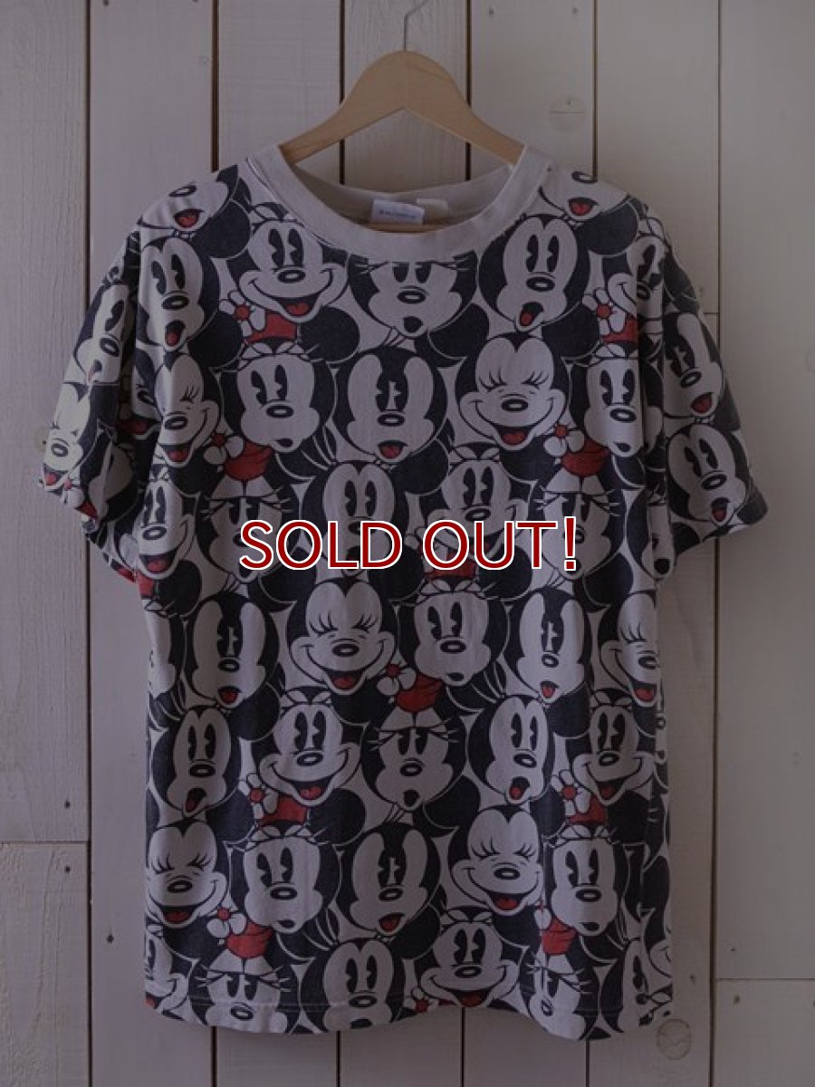 画像1: 1990s ミッキー&ミニー総柄Tシャツ　 実寸L  (1)