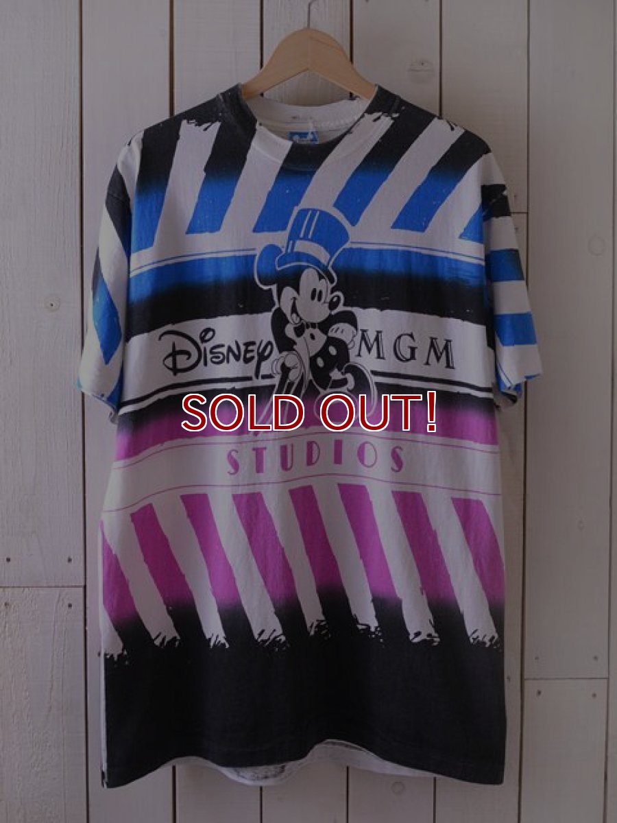 画像1: 1980s Disney MGM STUDIOS ミッキー総柄Tシャツ　 実寸L  (1)