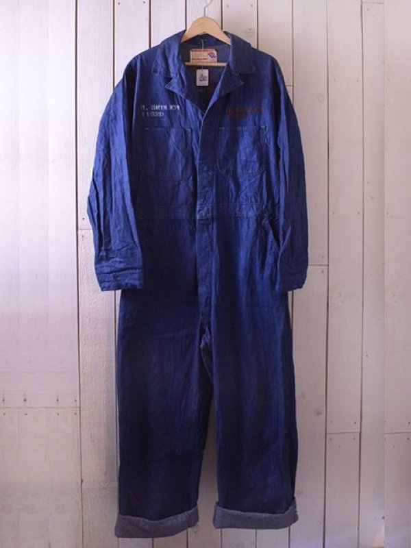 1960s BLUE TOP デニムオールインワン 表記42 - 古着屋HamburgCafe