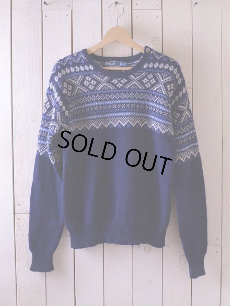 画像2: PoLo RalphLauren ノルディックウールニットセーター　 表記S  (2)