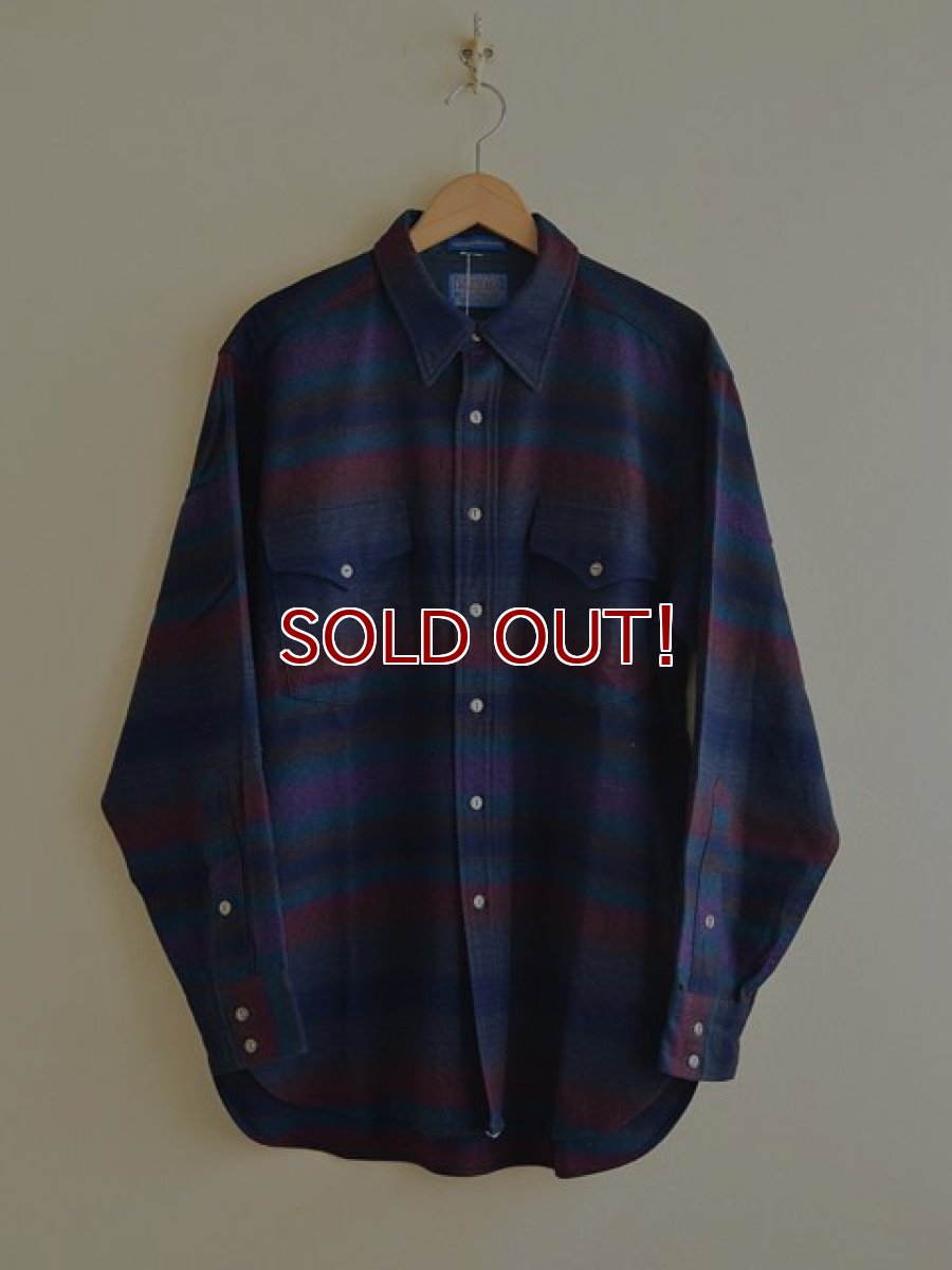 画像1: 1970s PENDLETON ネイティブボーダーウールシャツ　 表記L  (1)