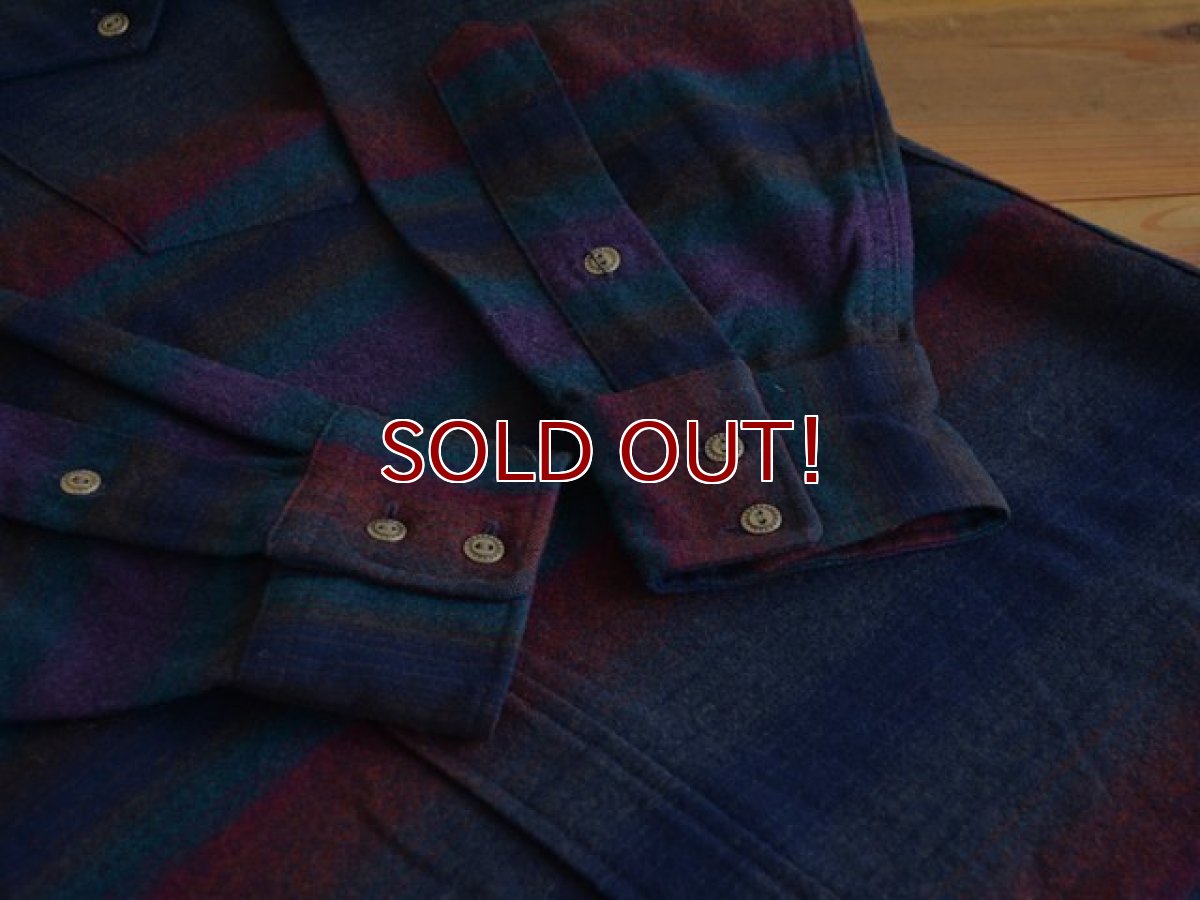 画像5: 1970s PENDLETON ネイティブボーダーウールシャツ　 表記L  (5)