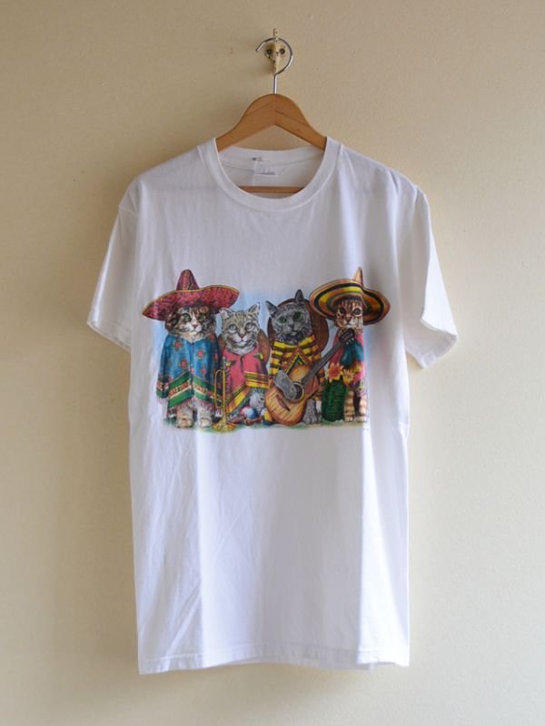 1990s メキシコのネコ両面プリントTシャツ 表記M - 古着屋HamburgCafe