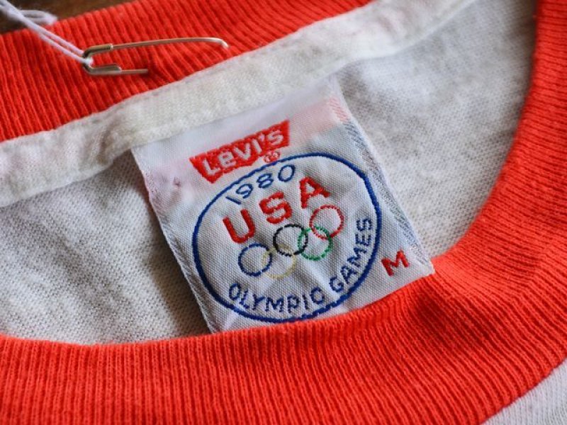 Levi's 80s リンガーT 染み込みプリント　最終値下げ‼️ 1980s Levi's オリンピックリンガーTシャツ モスクワ五輪 表記M - 古着