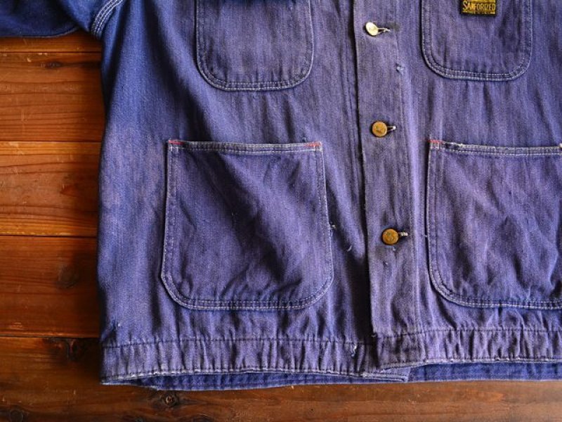70s ELY ブランケット付き デニム カバーオール ヴィンテージ 古着 1970s ELY デニムカバーオール 表記46 - 古着屋HamburgCafe