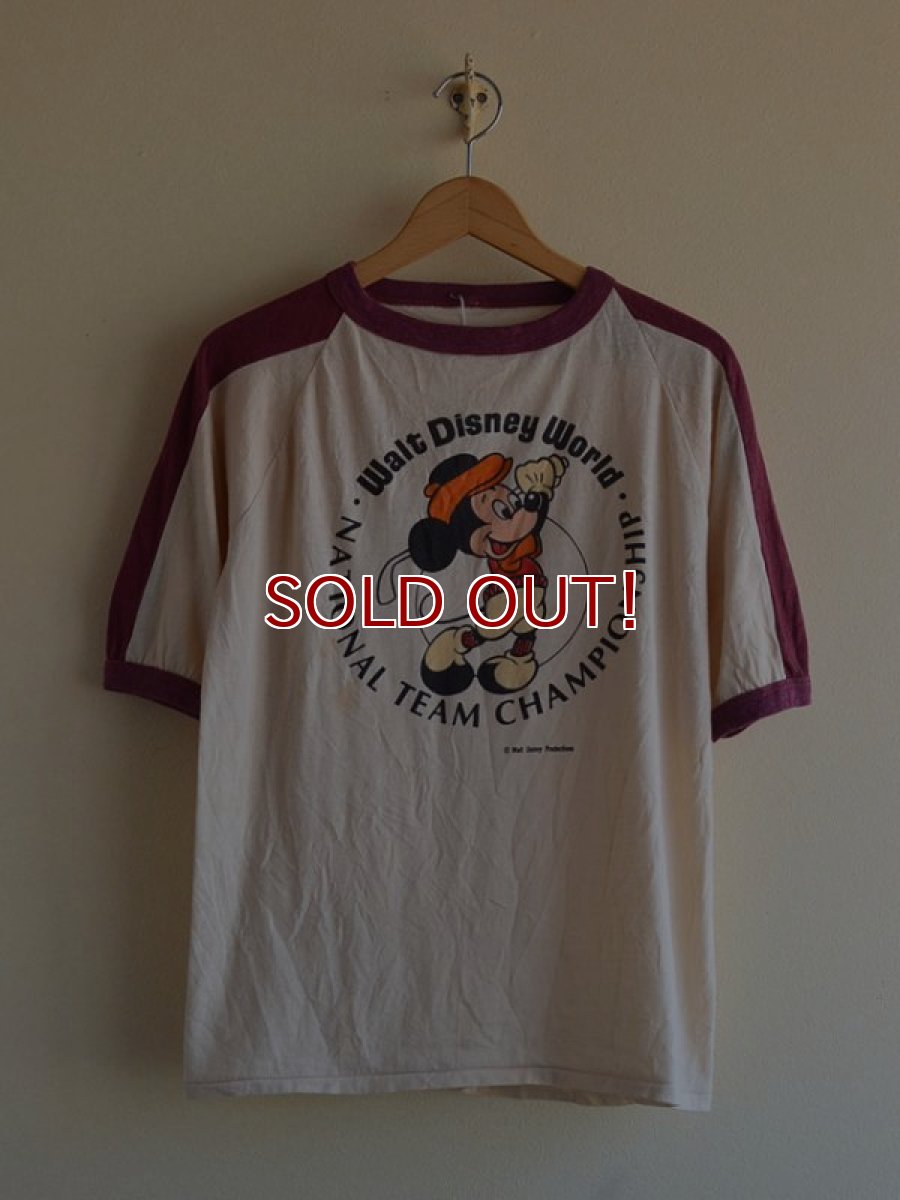 画像1: 1970s Mickey Mouse 染み込みプリントTシャツ　 実寸M  (1)