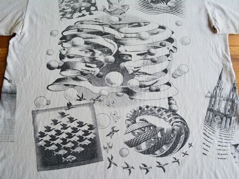 1990s M.C. ESCHER マルチプリントTシャツ 雰囲気系 表記L - 古着屋